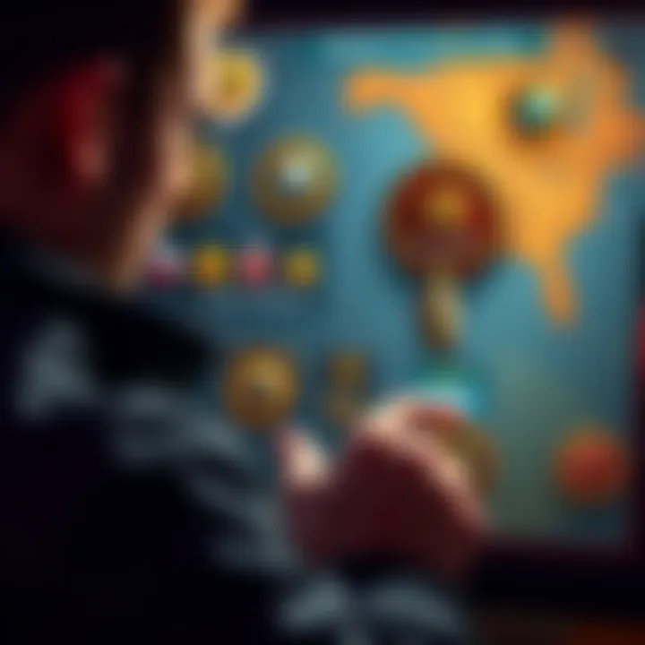 Atlas Earth badge strategy A person looking at badges and parcels in an Atlas Earth game interface