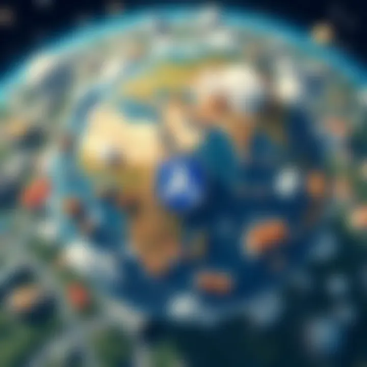 Conceptual illustration of unclaimed virtual parcels with an inactive player symbol