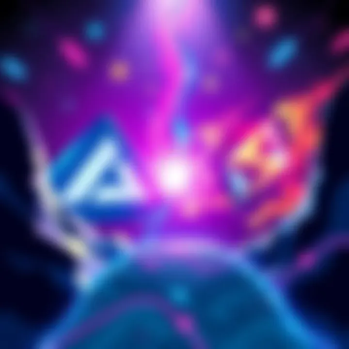 A dynamic illustration representing the competition between Avalanche and Solana in the crypto market, showcasing their logos and market trends.