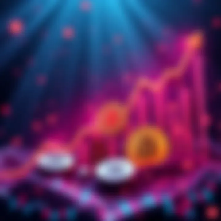 A graphic showing the potential rise of AVAX against Bitcoin with upward trends and crypto symbols