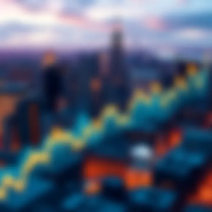 AVAX Price Surge Prediction Graph showing potential AVAX price movement with NYC skyline in background