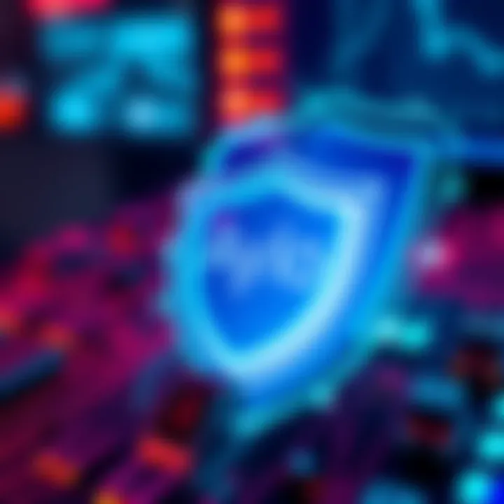 Aylo logo with a digital shield representing online safety and security against illicit content.