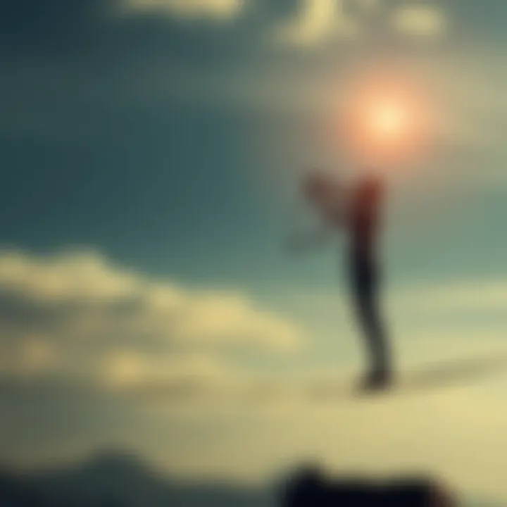 Balancing Act A person standing on a tightrope, holding a scale to represent balance in life.