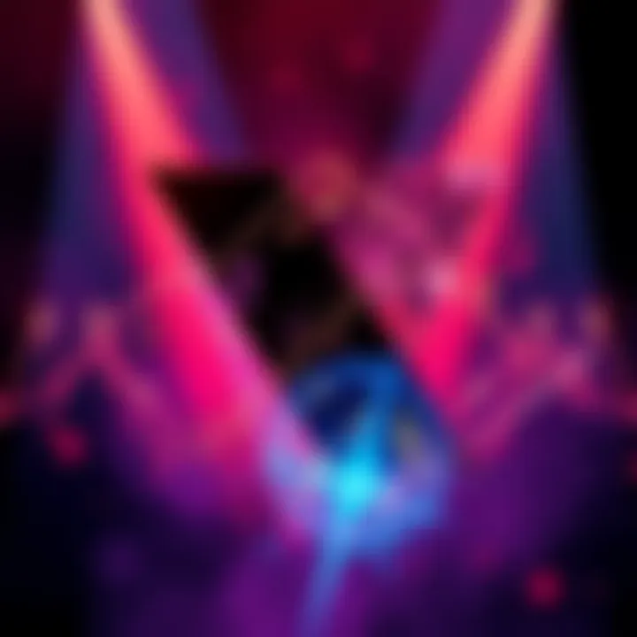 An abstract graphic representing the band Vessel, with musical notes and themes surrounding the name