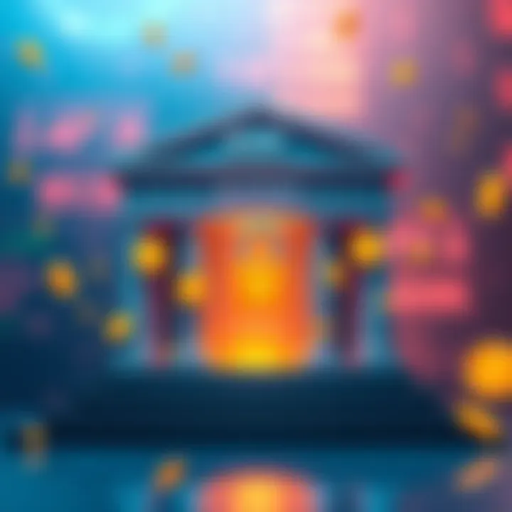 A graphic showing a bank building with a locked door and cryptocurrency symbols around it, representing restricted access to digital currencies.