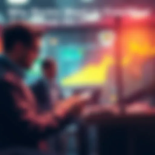 A bank representative discussing spending data with a customer, highlighting financial trends and cryptocurrency importance.