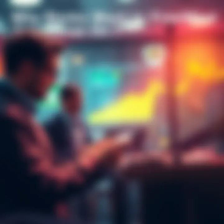 A bank representative discussing spending data with a customer, highlighting financial trends and cryptocurrency importance.