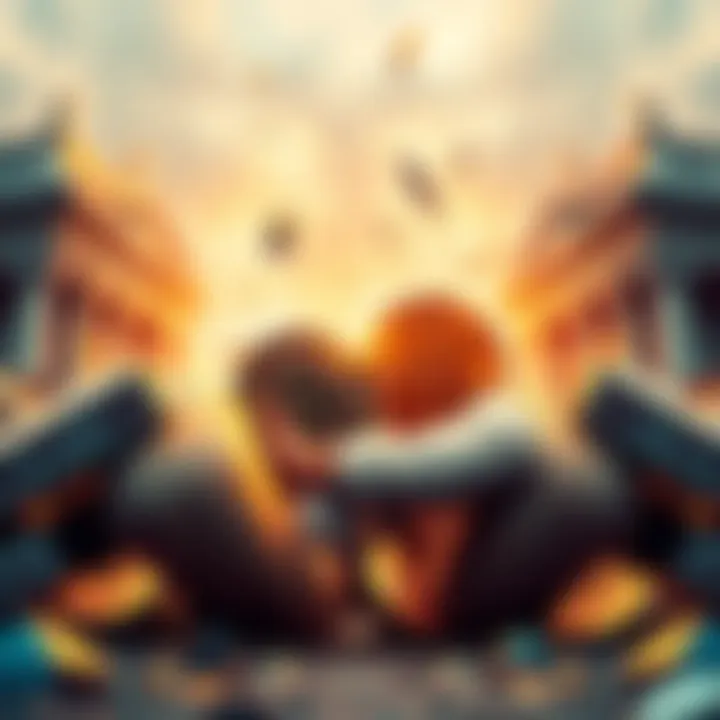 A visual representation of banks and stablecoins competing over yield rates, symbolizing a struggle for dominance in finance.