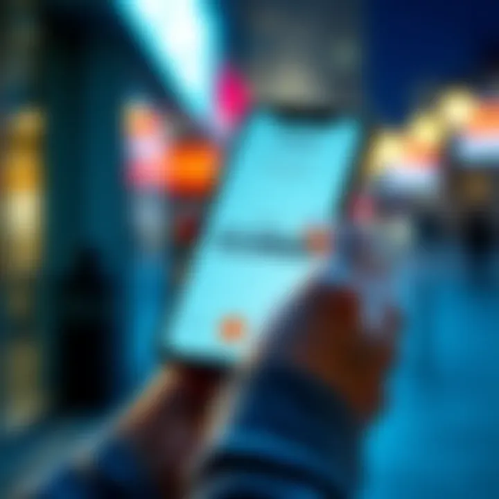 A person holding a smartphone displaying a banking app interface with a large amount of money highlighted