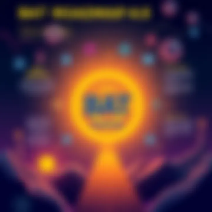 Illustration showing the key features and future plans of BAT Roadmap 4.0 with growth icons and community symbols.