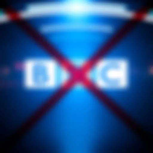 A visual representation of the BBC logo with a crossed-out Coinbase logo, symbolizing the rejection of the ad campaign about cryptocurrency solutions for the UK.