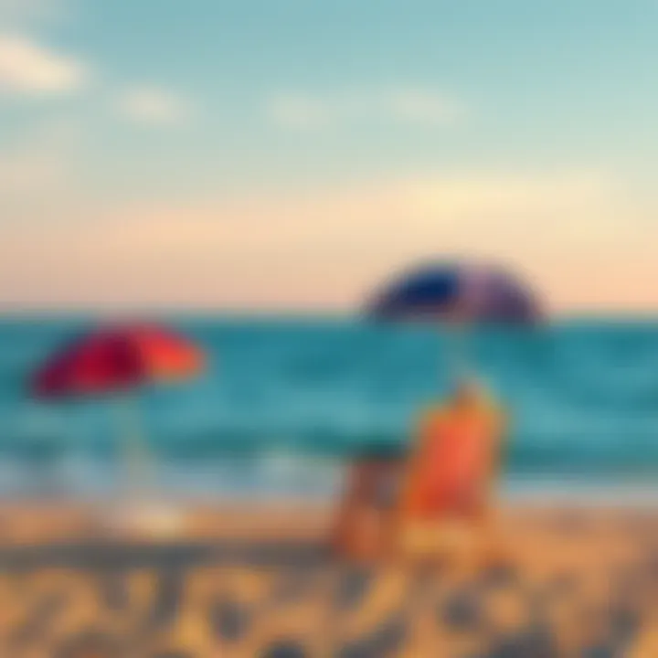 Relaxing at the beach after retirement A person enjoying a peaceful day at the beach with a beach chair and umbrella, symbolizing early retirement and leisure time.