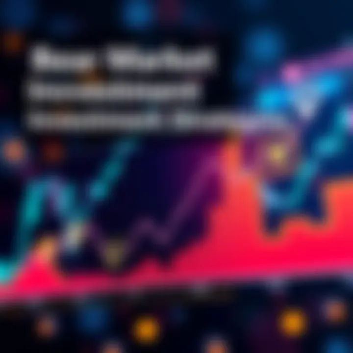 A graph showing increasing yields despite a declining market, with icons representing DeFi and risk management.