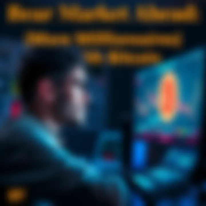 A person looking at a Bitcoin chart on a computer screen with a hopeful expression, symbolizing potential gains in a bear market