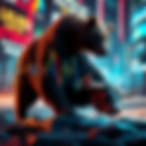 A bear representing a market decline stands over a retreating bull, symbolizing the shift from a bull to bear market.