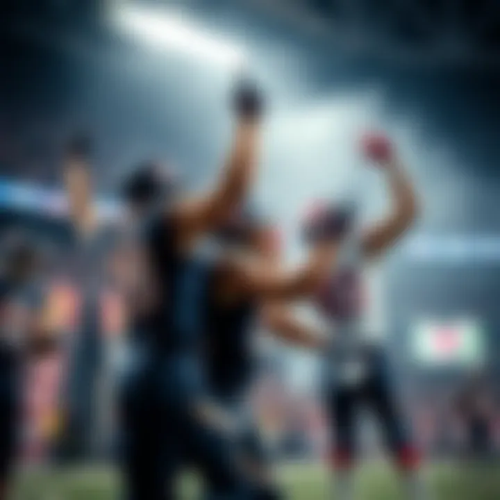 Players from the Bears team celebrating after scoring a touchdown against the Bulls during the game.