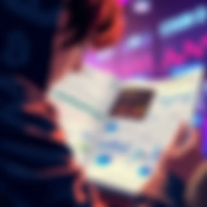 Beginner learning about DeFi A person reading a guide on decentralized finance with charts and diagrams visible, focused on key concepts like wallets and smart contracts.