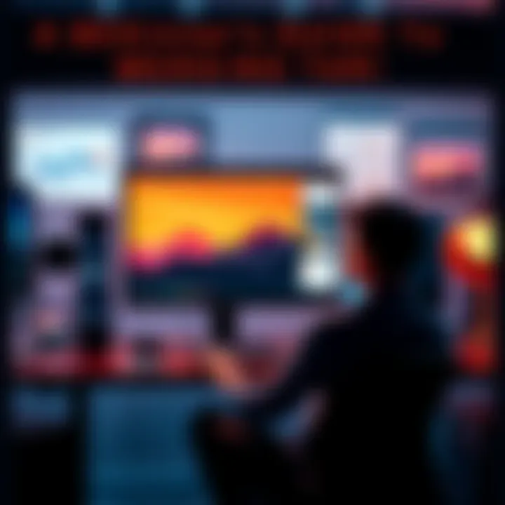 A person sitting at a computer, watching a video tutorial on merging Tari with community support examples in the background.