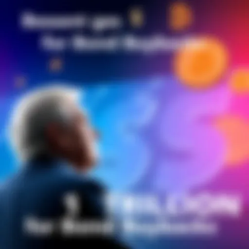 Graphic representation of Bessent looking at a large Treasury General Account figure, with bond icons and Bitcoin symbols in the background