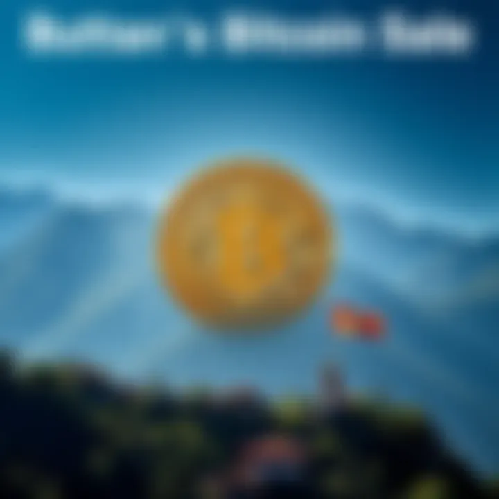A visual representation of 100 Bitcoins being sold, with a backdrop of Bhutan's iconic landscapes and financial symbols, illustrating the $6.77 million transaction.