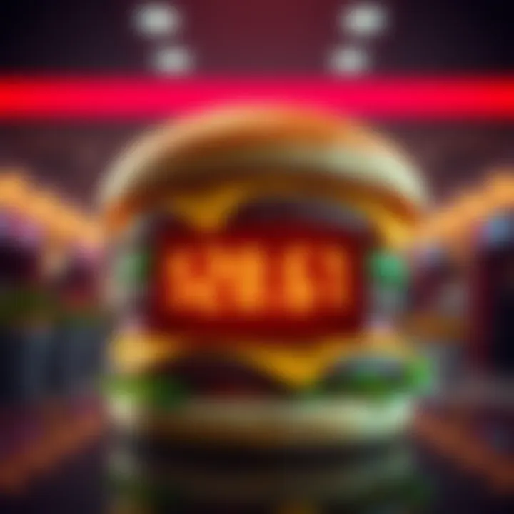 A Big Mac burger with a price tag showing $28.61 in 2075, representing rising food costs due to inflation.