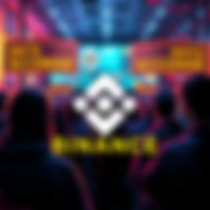 A graphic showing Binance logo with a background of confused users looking at their accounts, depicting account closure notices.