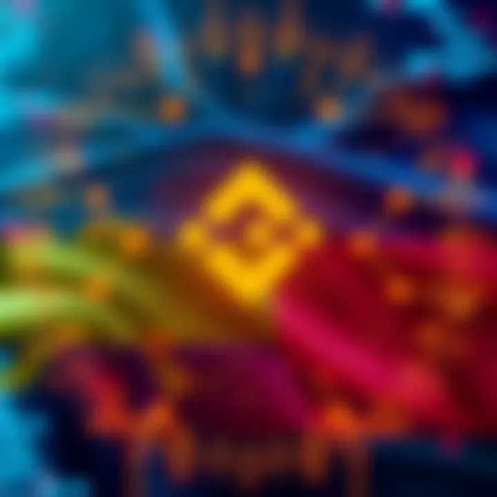 A graphic showing a digital image of the Binance logo alongside symbols of data transfer and a military flag representing Ukraine and Russia.