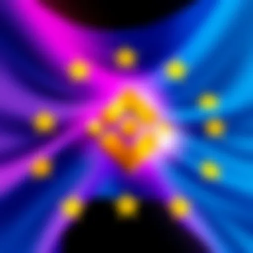 An illustration showing the Binance logo with a backdrop of the European Union flag, symbolizing their efforts to return to the EU market after regulatory challenges.