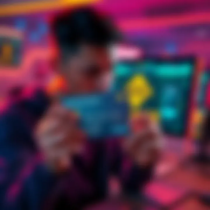 A user frustrated by issues connecting the fiat service on Binance, holding a MasterCard with the Binance logo on the screen behind them.