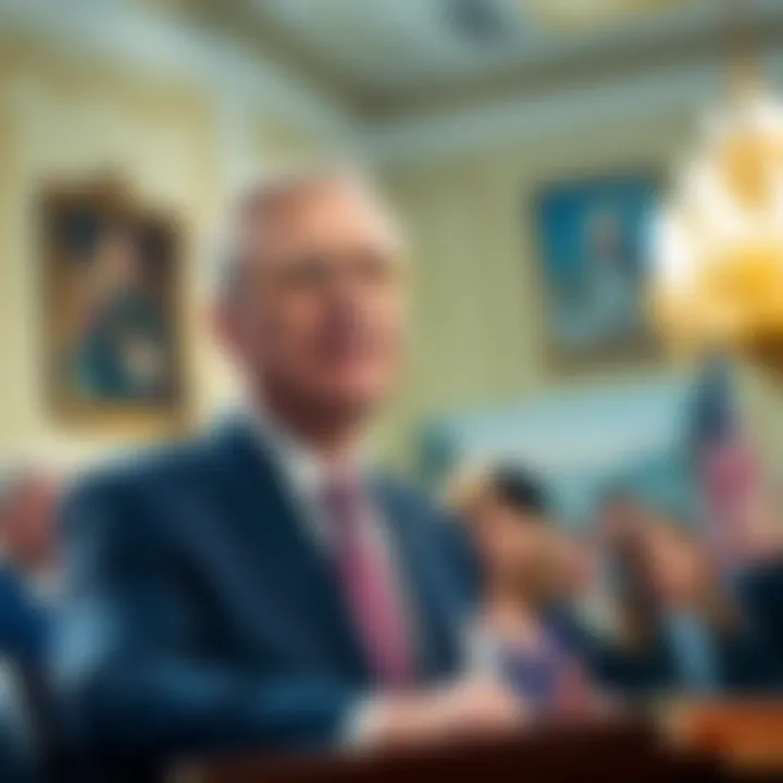 US House Financial Services Committee Chairman French Hill speaks about the Clarity Act with bipartisan support in the background