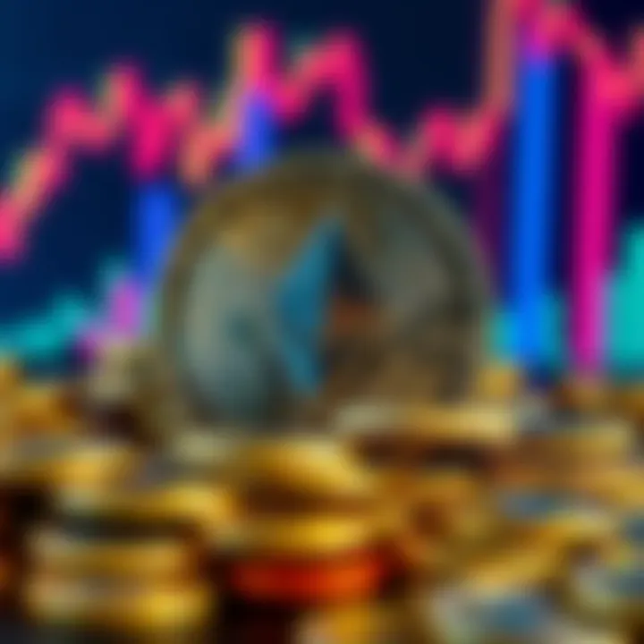 Bit Digital invests $173 million in Ethereum, with Ethereum coins displayed in the background and a graph showing rising value.