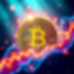 Illustration of a Bitcoin symbol with energy waves around it, representing the energy needed for a 51% attack.