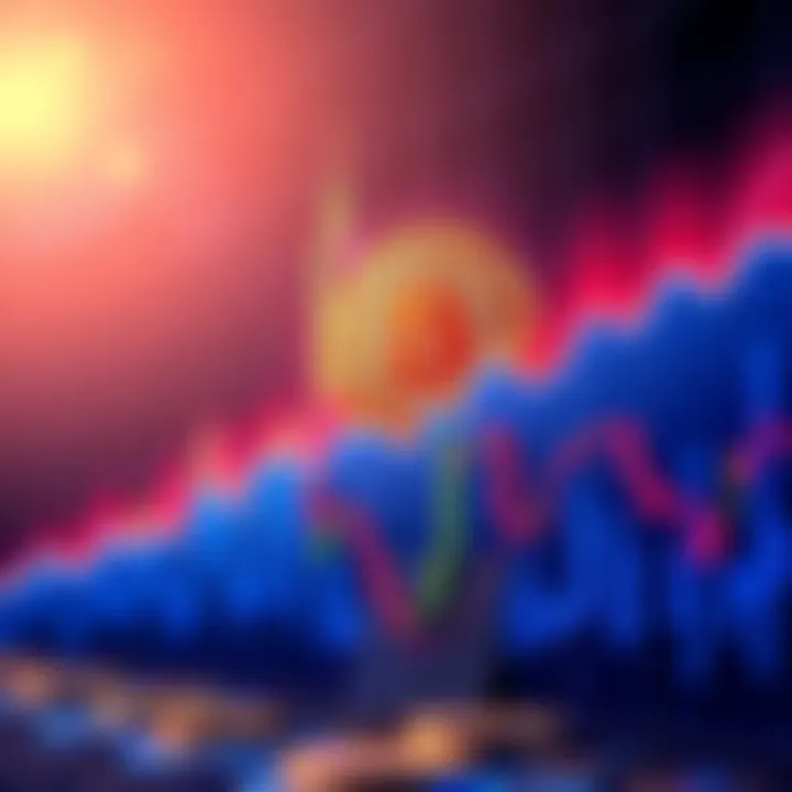 Graph showing Bitcoin's rise alongside a variety of altcoins falling behind, symbolizing speculation in the crypto market.