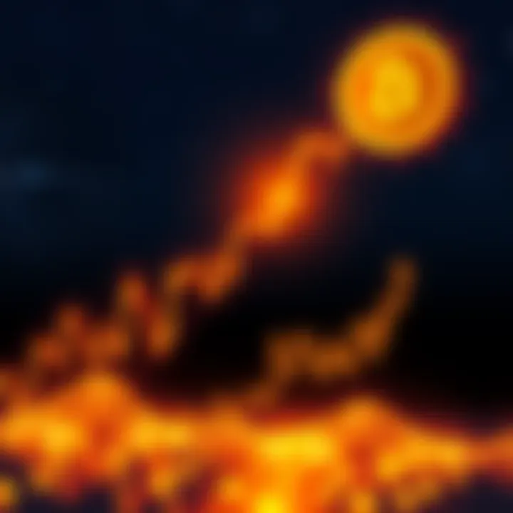 A dramatic visual representation of Bitcoin's potential rise to $250k, featuring a dynamic market chart with upward trends and a glowing Bitcoin logo against a night sky backdrop.
