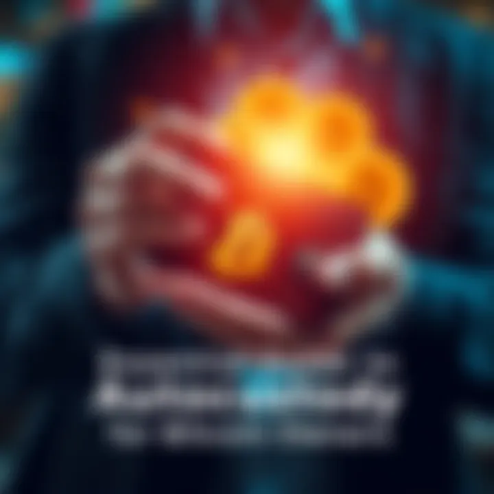 Bitcoin Autocustody Guide A person holding a digital wallet with Bitcoin symbols, showcasing safe asset management practices.