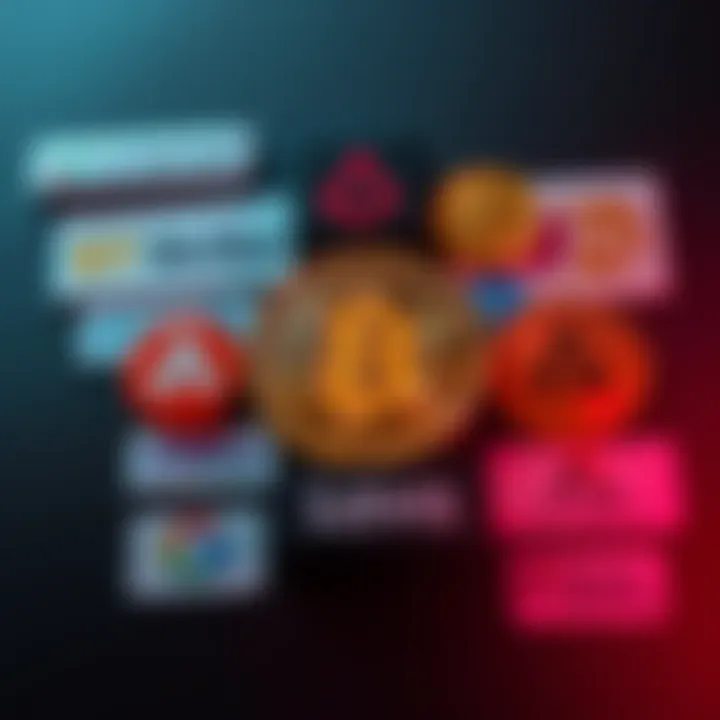 Collage of logos from Bitcoin lending companies like Unchained, Strike, Arch Lending, and Lava with a Bitcoin symbol in the center