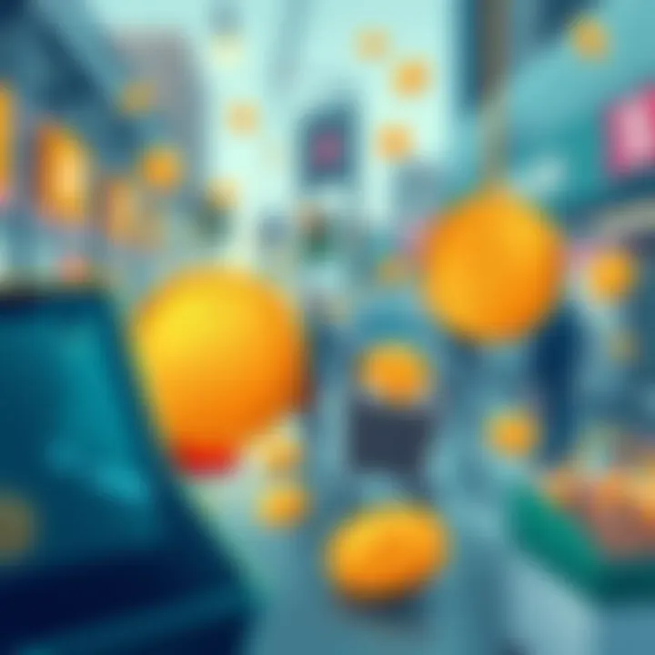 Illustration showing Bitcoin and Bitcoin Cash symbols being used for everyday transactions like shopping and paying bills.