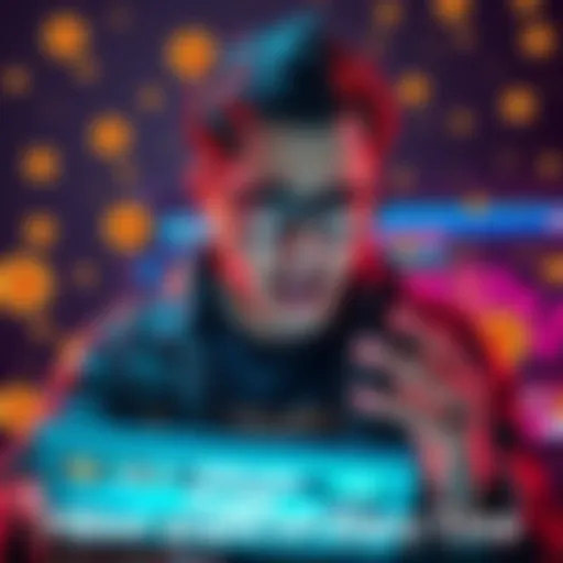 A person looking upset while scrolling through social media filled with Bitcoin profit posts