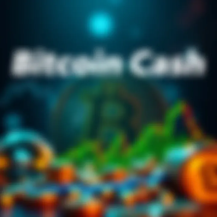 Bitcoin Cash logo with a chart showing stagnant price movement