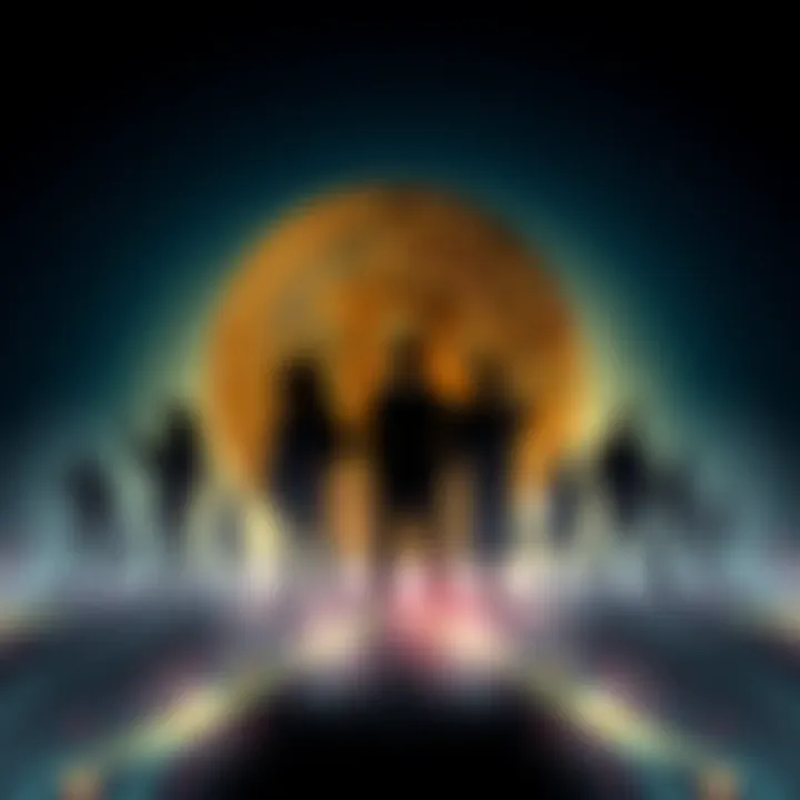 A symbolic representation of Bitcoin centralization risks with influential figures' silhouettes, depicting an imbalance of power in cryptocurrency investments.