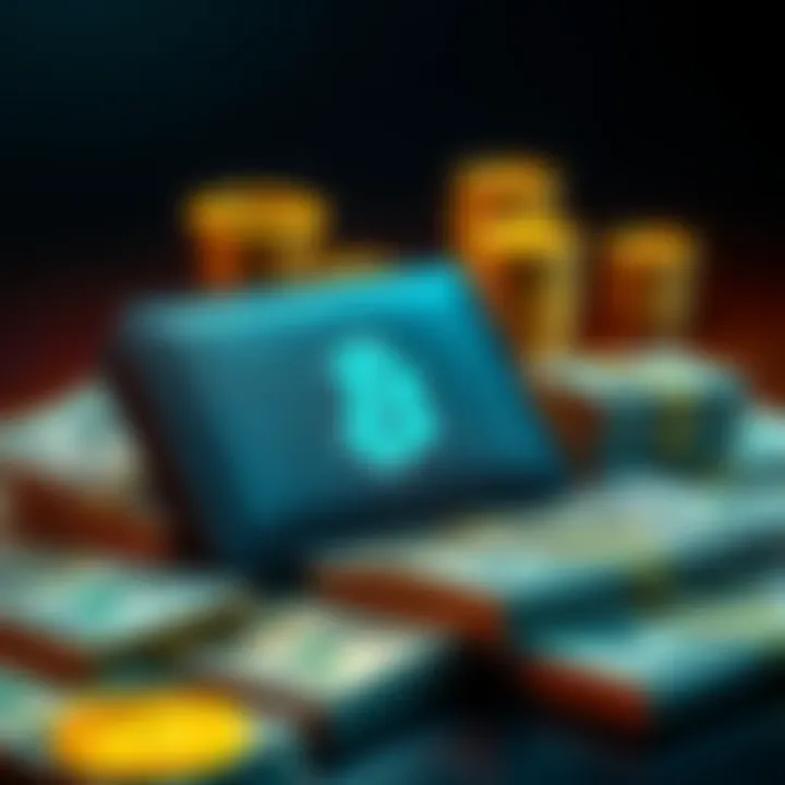 A secure Bitcoin cold storage wallet beside stacks of cash representing offline storage security