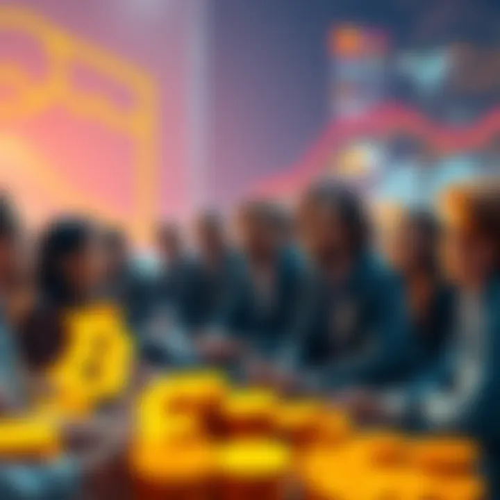 A diverse group of Bitcoin hodlers sharing experiences and discussing cryptocurrency challenges.