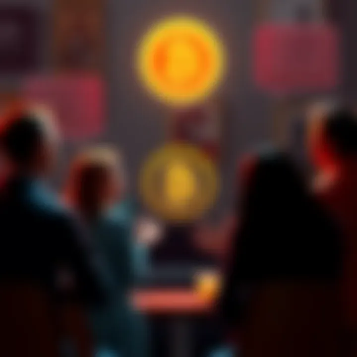 Bitcoin Discussion Thread People engaging in a discussion about Bitcoin with chat bubbles and a Bitcoin logo