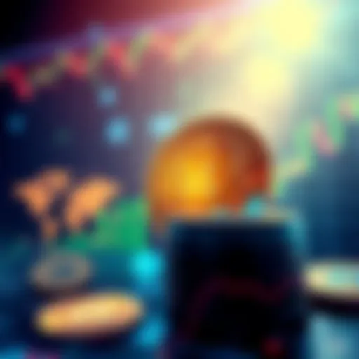 Illustration showing the concept of a Bitcoin ETF with Bitcoin symbols and financial charts, representing market exposure without ownership.