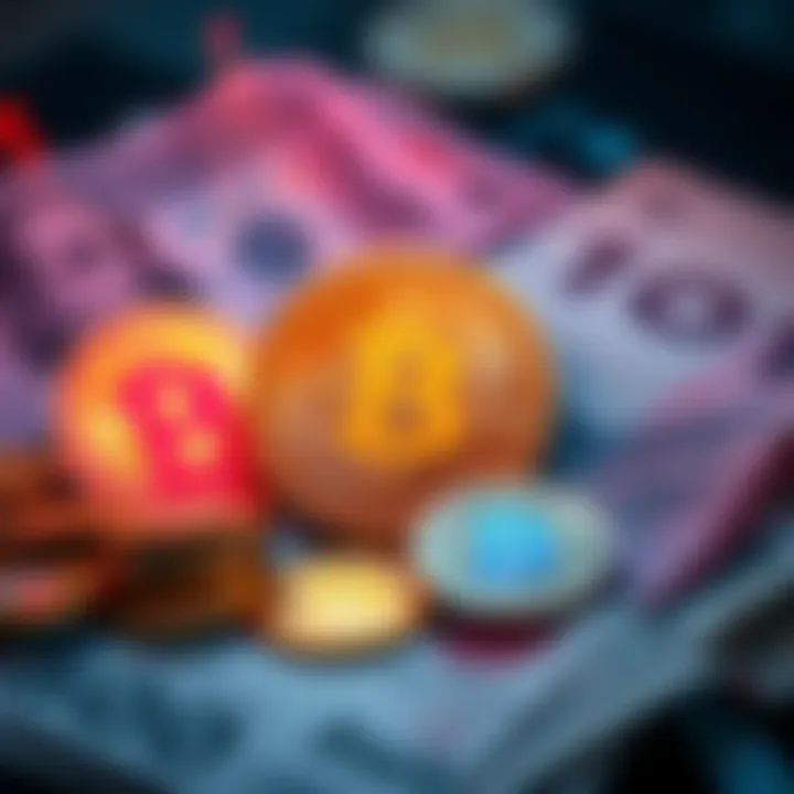 Bitcoin Revolutionizing Finance A digital representation of Bitcoin coins alongside traditional currency, symbolizing financial transformation.