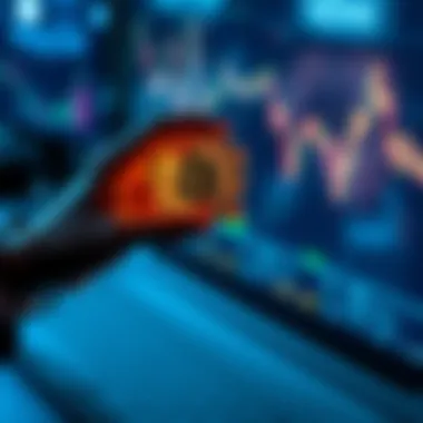 A person holding a Bitcoin symbol while looking at financial data on a screen, representing hope in uncertain times.