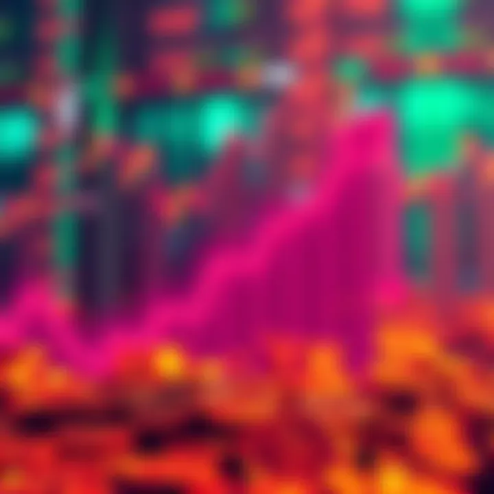 Visual representation of Bitcoin value trends with upward and downward arrows