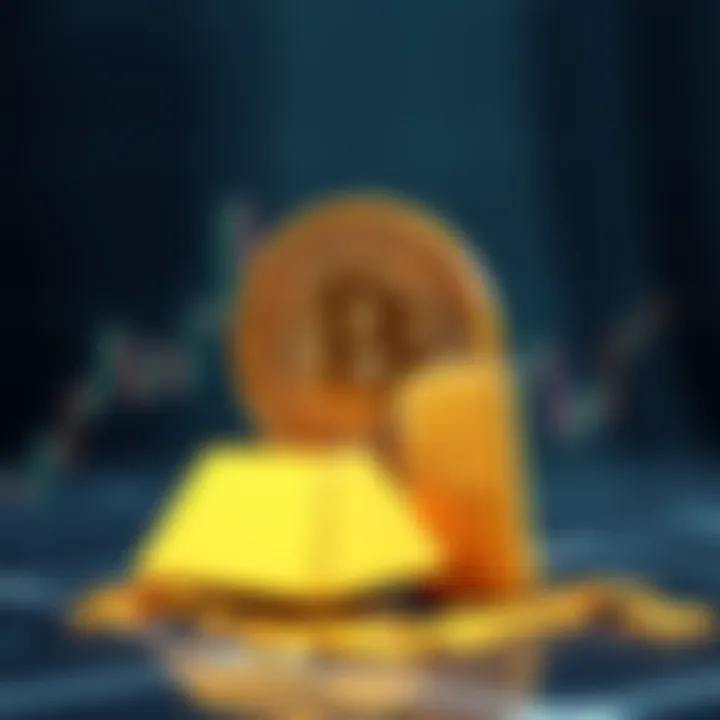Illustration showing Bitcoin symbol and gold bar side by side, representing the comparison between their values.