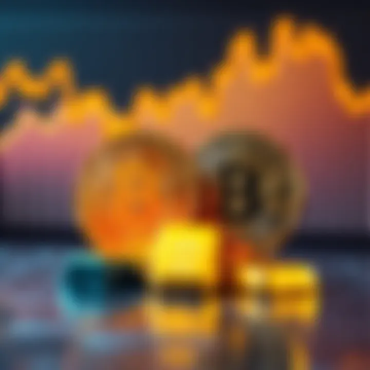 An illustration showing Bitcoin and gold tokens side by side representing the changing investment strategies in 2026, with a declining chart in the background