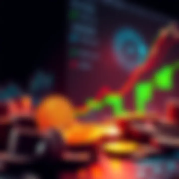 A visual representation of Bitcoin's all-time high with rising graphs and coins